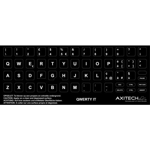 Axitech Notebook Keyboard Stickers Qwerty Italy Black