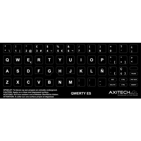 Axitech Notebook Keyboard Stickers Qwerty Spain Black