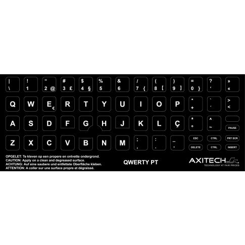 Axitech Notebook Keyboard Stickers Qwerty Portugal Black