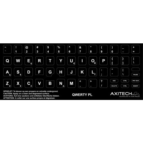 Axitech Notebook Keyboard Stickers Qwerty Poland Black