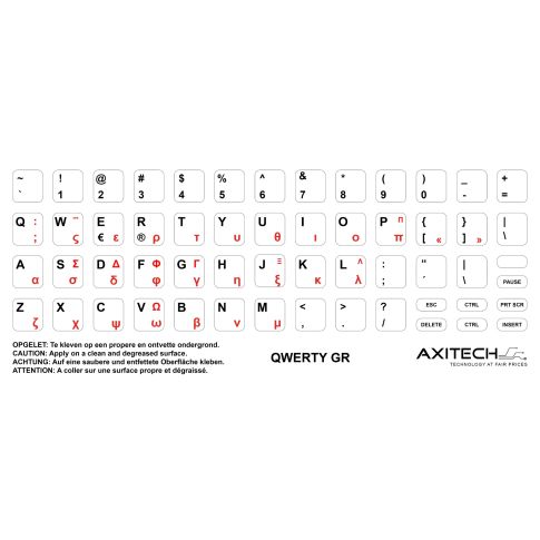 Axitech Notebook Keyboard Stickers Qwerty Greece White