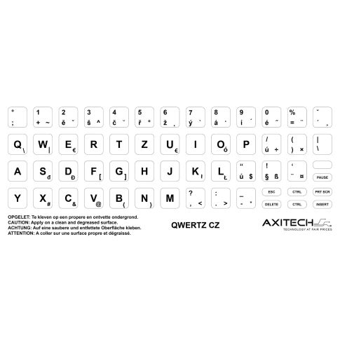 Axitech Notebook Keyboard Stickers Qwertz Czech White