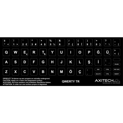 Axitech Notebook Keyboard Stickers Qwerty Turkey Black