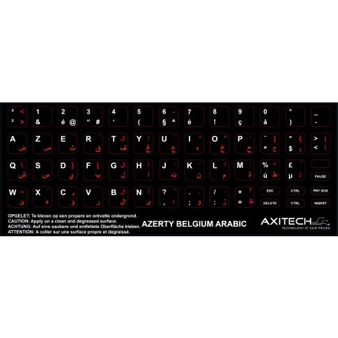 Axitech Notebook Keyboard Stickers Azerty Belgium Arabic Black